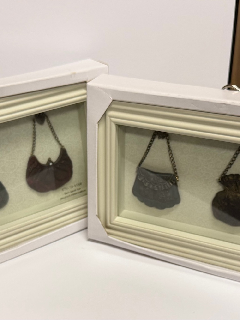 Set of 2 Framed Mini Purse Shadowbox Wall Art - Brown & Gray
